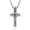 Dada Gioielli - Collana Croce Pietra Centrale Nera Stile Invecchiato Colore Argento e Oro Diamantato, 45+5cm (Acciao Brunito)