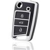 OFF WE GO Custodia Chiave Cover Chiave Guscio Chiavi per VW Golf 7 Polo Skoda Octavia Tiguan MK7 Jetta Seat Leon Fabia Ibiza Superb Macchina TPU Copri Chiavi Telecomando Auto, Argento Grigio