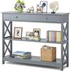 RELAX4LIFE Consolle Ingresso con Cassetto e 2 Ripiani Portaoggetti, Tavolo Consolle Moderno, per Divano, Soggiorno, Camera da Letto, 100 x 30 x 80 cm (Grigio)