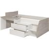 Vente-unique-Letto singolo con scrivania integrata e vani portaoggetti inclusi 90 x 200 cm Bianco e le - GISELE