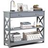 COSTWAY Tavolo Consolle con Cassetto, Tavolo da Ingresso a 3 Ripiani, Tavolino per Divano per Ingresso Soggiorno Camera da Letto, Stile Vintage Industriale (Grigio)