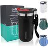 Disoza 340 ml Nero Tazza Termica Caffe Bicchiere Termico con Cannuccia Bicchiere Portatile Caffe Tazza Termica da Viaggio Tazza da Viaggio Bicchiere da Viaggio Caffè Piccolo Tazza Caffe