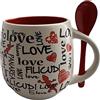 Generico Tazza Grande LOVE.ISOLE in Ceramica Gres C/Cucchiaino, set confezione Regalo, Idea Regalo Originale x Compleanno, San Valentino, Festa della Mamma, Tazza Grande per Colazione Thè Caffè.
