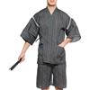 ZEALMAX Pigiama kimono da uomo in stile giapponese, top e pantaloncini in cotone e lino, abbigliamento da spiaggia, accappatoio spa per estate e autunno, Multicolore, M