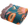 Wotcsil Plaid Coperta Floreale Boho in Cotone per Divano Coperta Singolo Boho Copriletto Boho Chic Coperta Boho Motivo a Foglie Floreali Copridivano Con Frange, Arancia, 150x200cm