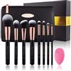 Oscar Charles 8 Pezzi Set pennelli per trucco professionale con spugna di bellezza e pochette di lusso per cosmetici e bella confezione regalo (oro rosa)