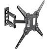 conecto Supporto da parete per TV, inclinabile e orientabile, universale, con braccio snodato, max. VESA 400 x 400 mm, per modelli piatti e curvi, fino a 30 kg, nero