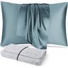 DISANGNI 100% Natural Mulberry Silk Pillow case for Hair and Skin with Hidden Zipper 22 Momme Both Sides Real Silk Pillow Case (1 pc 50x75 cm Blue Gray)
