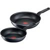 Tefal C38590 XL Force - Set di 2 padelle | 24/28 cm | rivestimento antiaderente | indicatore di temperatura | Diffusion Base | Nero