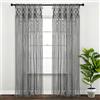 Lush Decor Tenda da finestra in cotone testurizzato con macramè, stile boho, divisorio, porta e decorazione da parete, 213 cm di lunghezza x 101,6 cm di larghezza, grigio