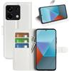 JIUNINE Cover per Xiaomi Redmi Note 13 Pro 5G / Poco X6 5G, Custodia Portafoglio Libro in Pelle Sintetica Antiurto Cover Flip Case con Slot per Schede, Fibbia Magnetica per Poco X6 5G, Bianco