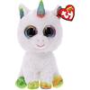 TY Pixy Unicorn Beanie Boo 15cm Peluche Boos Occhioni, zampine, Orecchie e Corno Arcobaleno Glitter-Il Morbido Pupazzo con Gli Occhi Grandi scintillanti-15 Cm-36852, Multicolore, T36852