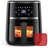 Acekool Friggitrice ad Aria 4.5 Litri, 1500W Air Fryer, Friggitrice ad Aria Calda a Risparmio Energetico Senza Rumore con 8 Programmi, Tappetino da Forno in Silicone Libero, Ricette Italiane