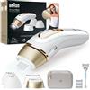 Braun Silk-Expert Pro 5 Epilatore LUCE PULSATA, laser Peli Donna, Ideale per Zone Sensibili, Viso, Bikini e Ascelle, Epilazione Permanente Dei Peli Visibili, PL5358, Bianco/Oro