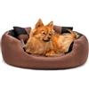 lionto Cuccia Cane 4-in-1 con Cuscino Reversibile, 65x50 cm, Nero | Cuccia idrorepellente in tessuto Oxford con cuscino rimovibile e ingresso basso per cani, gatti, cuccioli e anziani
