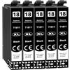 Jhaan 18XL cartucce compatibili con Epson 18 XL cartucce per Epson Expression Home XP-322 XP-412 XP-305 XP-312 XP-215 XP-225 XP-325 XP-205 XP-415 XP-422 XP-405 XP-425 XP-315 XP-425 (5X nero)