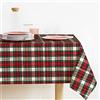 Lovely Home Tovaglia Natalina di Natale Rettangolare Tessuto Tinto Filo Lurex Tartan Prodotta In Italia, Tovaglia Natalizia Made In Italy, Fantasia Scozzese (140x180, Bianco)