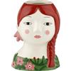Baroni Home Vaso in Ceramica Dipinto a Mano, Vaso Decorativo Moderno per Interno ed Esterno, Vaso per Fiori e Piante, Soprammobile Linea Isotta, 10x8,8x14 cm, Treccia Rossa/Piccola