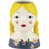 Baroni Home Vaso in Ceramica Dipinto a Mano, Vaso Decorativo Moderno per Interno ed Esterno, per Fiori e Piante, Soprammobile Linea Isotta, 10x9x14 cm, Trecce Bionde/Piccola