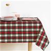 Lovely Home Tovaglia Natalina di Natale Rettangolare Tessuto Tinto Filo Lurex Tartan Prodotta In Italia, Tovaglia Natalizia Made In Italy, Fantasia Scozzese (140x140, Bianco)