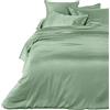 IL BOTTEGONE Parure Copripiumino Matrimoniale in Raso di Cotone Lucido Tinta Unita Sacco e Federe Lussuoso Elegante Due Piazze Set Letto - (Salvia)