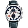 CURREN Orologio cronografo da uomo con cinturino in pelle classico casual acciaio inossidabile impermeabile datario analogico quarzo argento bianco argento argento classico casual casual, Argento / Bianco,