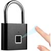 BAIFULAI Lucchetto con impronte digitali, resistente alle intemperie, ricarica USB, per palestra, bagagli, magazzini, armadietti (nero)