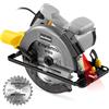 Enventor Sega Circolare con Guida 1400W, Sega Circolare per Legno 6000RPM, Profondità di Taglio 62mm(90°), 48mm(45°), Lama 185mm(24T), Motore in Rame Puro, Ideale per Tagliare il Legno