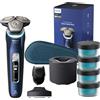 Philips Shaver Series 9000 - Rasoio elettrico Wet&Dry per uomo blu, tecnologia Lift & Cut e SkinIQ, rifinitore a scomparsa, custodia de pulizia, supporto ricarica e custodia viaggio