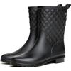Csgkag Stivali di Gomma da Donna a Metà Polpaccio Impermeabili Stivali Giardino da Donna stivali da Pioggia All'aperto Wellington Boot,Nero,EU40