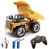 fisca Camion con cassone ribaltabile telecomandato 2.4Ghz 4WD RC Camion 6 canali miniera costruzione veicolo giocattolo modello di macchina con luce LED e cabina in metallo per bambini