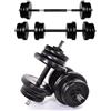 A2Z SPORT® 2 in 1 - Set di 2 Manubri Regolabili 20 kg / 30 kg / 40 kg / 50 kg Manubri Palestra e Bilanciere - Set di Manubri Regolabili Palestra con Barra di Collegamento per l'Allenamento di Forza