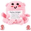 Vicloon Mini Bambola Lavorata a Maglia, Creative Knitted Positive Doll, Bambola Intrecciato con Polpo Rosa, Ufficio Decorazione, Peluche Bambola per Regali di Compleanno per Donne Uomini
