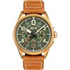 AVI-8 Mens 42mm Spitfire Lock Chronograph Bronze Green Japanese Quartz Pilot Watch with Leather Strap AV-4089-02