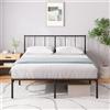 Zinus Justin Letto Matrimoniale - Letto 160x190 - Durevole base in metallo con testata - Altezza 30cm - Rete a doghe in metallo inclusa - Spazio di archiviazione sottostante - Design moderno -Nero