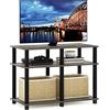 Furinno Romain Supporto TV Fino a 40 Pollici, Legno ingegnerizzato, Rovere Francese/Nero, 39.6 (D) x 80.0 (W) x 57.9 (H) cm