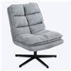 MEUBLE COSY Poltrona Imbottita Girevole a 360° Sedia da Salotto con Braccioli Poltroncina Relax con Schienale Pieghevole per Camera da Letto Soggiorno, Grigio, 65x79.5x85cm, Metallo Tessuto