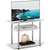 Furinno Econ No Tools Supporti TV a 3 Livelli, Legno ingegnerizzato, Rovere Bianco/Acciaio Inossidabile, 80,01 (L) x 59,2 (A) x 40,13 (P) cm