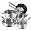 Karcher Jovita - Set di pentole in acciaio INOX con coperchio in vetro, set di pentole a induzione, pentole, padella, casseruola, 10 pezzi