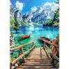 CEOVR Gatto Diamond Painting Kit Adulti,Pittura Diamante 5D,30x40 cm,Diamanti Painting Montagne,Diamond Painting Kit Completo Adulto,Lago e Barche Diamond Painting Art Set