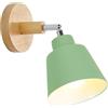 TOKIUS Lampade da Parete Vintage Applique da parete Interno Moderno Applique in Metallo e Legno Lampadari e Plafoniere regolabile E27 Luce da Camera da Letto Soggiorno (1 pezzo, Verde)