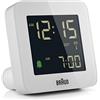 Braun Orologio Sveglia Digitale Radio controllato Fuso Orario Europa Centrale (DCF) con Funzione Snooze, Display LCD, Funzione Quick Set, Suono Sveglia Beep con crescendo, Bianco, BC09W-DCF.