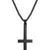 PROSTEEL Collana Pendente Cindolo di Croce Inversa in Acciaio Inossidabile/Placcato Oro 18K, Catena Regolabile, Hip Hop Punk Rock, Nero (Confezione Regalo)