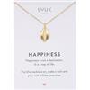 LUUK LIFESTYLE Collana con ciondolo piccola conchiglia e acciaio inossidabile (50cm), con carta HAPPINESS, gioielli semplice, portafortuna, idea regali donna, lei, compleanno, mare, oro