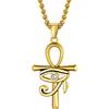 Bestyle Collana Uomo Oro Occhio di Horus e Scarabeo Donna Collana Oro Uomo Collana Croce Oro Uomo 50+5cm Regolabile