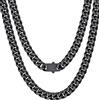Bestyle Collana Uomo Nero a Catena Cubana Miami 9MM Robusta Grossa, in Acciaio Inossidabile Lunghezza 56CM, Stile Hip Hop Punk Confezione Regalo