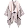 breezy lane Maglione poncho da donna a quadri avvolgente oversize aperto davanti lavorato a maglia mantello con nappe cardigan per autunno inverno vacanze, Marrone chiaro pesca, Taglia unica