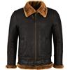 Smart Range Leather Giacca da uomo in montone B3 nera 100% vera pelle RAF WW2 Bomber invernale con cintura NV-47 (XL, Brown/Ginger)