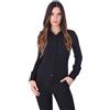 Ciabalù Camicia Donna Elegante Slim Fit Collo Classico Manica Lunga Sottogiacca Tinta Unita Formale Casual Classico da Lavoro per Ufficio (IT, Testo, L, Regular, Regular, Nero)