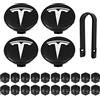 WANGCL 25PCS Kit copriruota con 4 coprimozzo centrale 20 Lug Dado Cover 1 Estrattore Adatto per Modello 3 Modello Y Modello S X - Bianco T